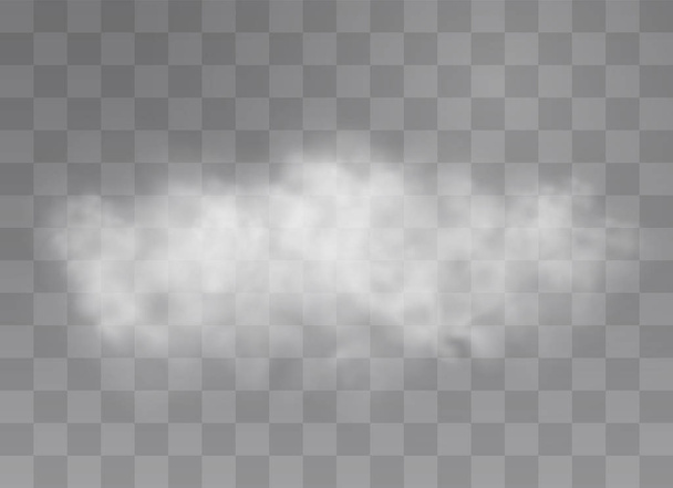 Effetto speciale trasparente si distingue con nebbia o fumo. Vettore di nubi bianche, nebbia o smog. Illustrazione vettoriale. Gradiente bianco su sfondo trasparente. Tempo piovoso su uno sfondo trasparente
. - Vettoriali, immagini