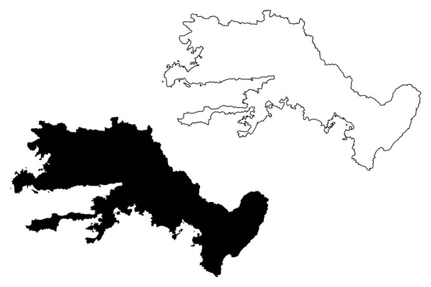 Mugla (Provinces of the Republic of Turkey) map vector illustration, scribble sketch Mugla ili map - Vector, Image