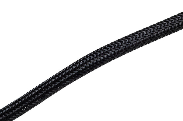 Black wicker rope close up, isolate on a white background - Photo, Image