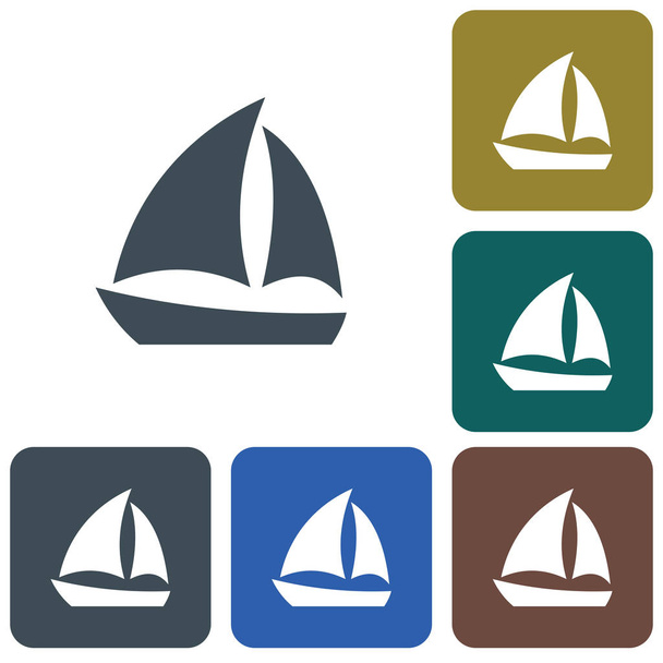 帆船のアイコンシンプルなフラットスタイルベクトル記号 - ベクター画像