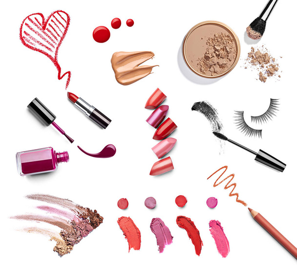 collection of various make up on white background. each one is shot separately - Photo, Image