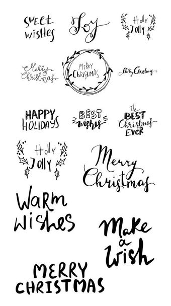 Set of Christmas lettering handwritten - Vektor, obrázek