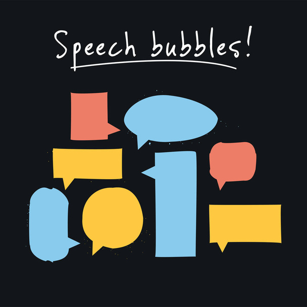 Vector vintage bubbles speech hand-drawn set. Pack of dialog windows - Вектор,изображение