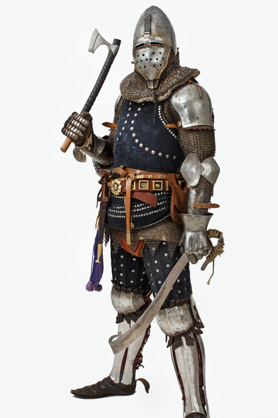 Fearless knight with sword and hatchet - Fotó, kép