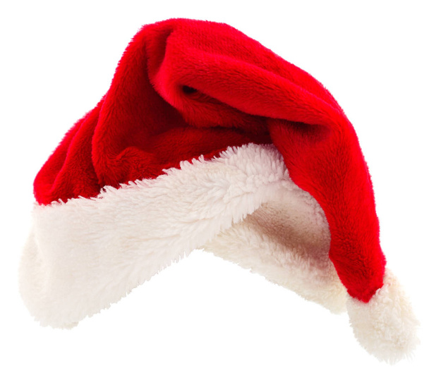 Weihnachtsmann roter Hut isoliert auf weißem Hintergrund - Foto, Bild