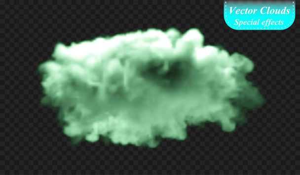 Fog or smoke is insulated by a transparent special effect. Light green vector cloud cover, fog fog background. illustration - Vector, Image