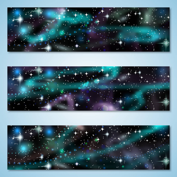 Christmas and New Year horizontal colorful vector banners collection - Διάνυσμα, εικόνα