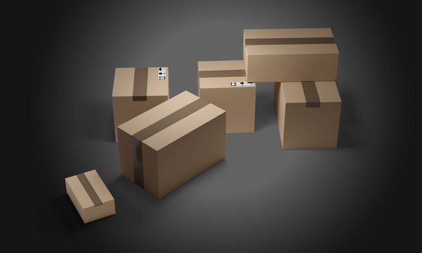 csomagok szállítási 3d-illusztráció - Fotó, kép