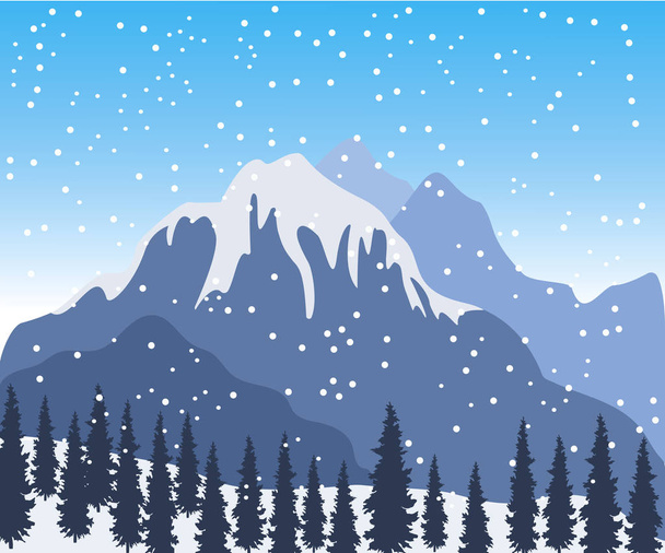 Взимку гірський ландшафт
 - Вектор, зображення