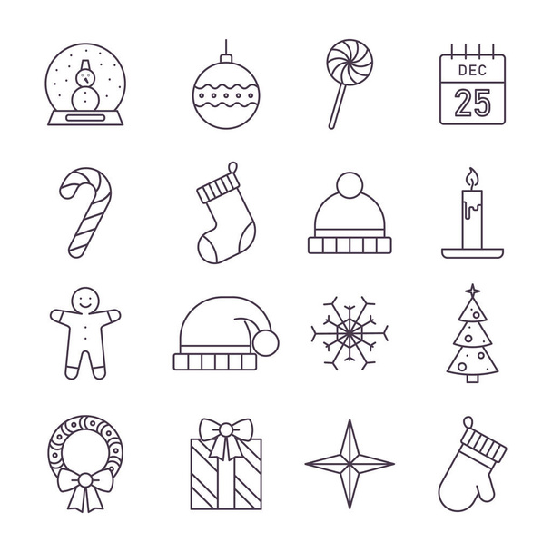 Merry Christmas icons - Vector, afbeelding
