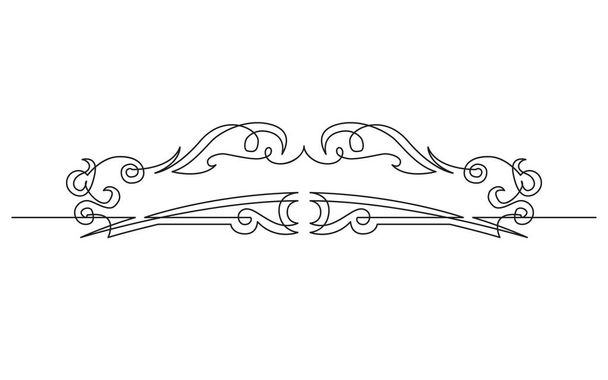 対称的なビネット バナー デザインの連続線の描画 - ベクター画像
