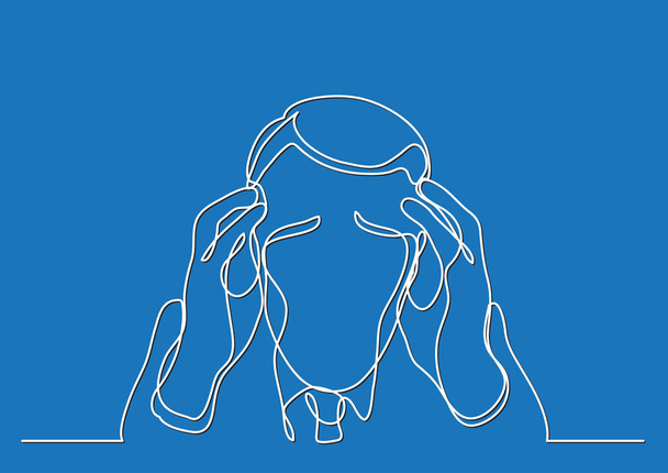 depressed businessman - continuous line drawing - Vector, Image