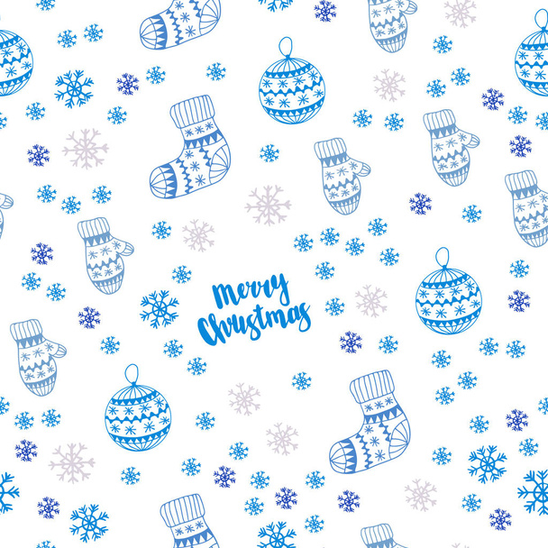 Light Blue, Yellow vector seamless layout with bright snowflakes, balls, socks, mittens. Colorful xmas elements with gradient. Template for business cards, websites. - Vector, Image