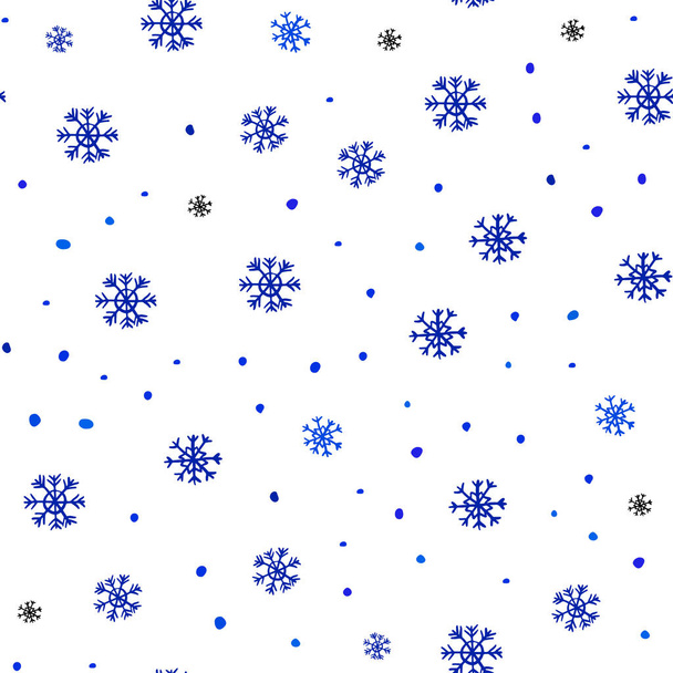 Světle modrý vektor bezešvá textura s barevné vločky. Zářivé barevné ilustrace se sněhem v vánoční stylu. Módní design tapety, látky tvůrci. - Vektor, obrázek