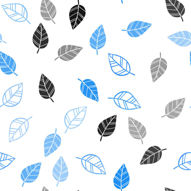 Világos kék vektor zökkenőmentes doodle minta levelekkel. Egy homályos elvont illusztrációja levelek doodles stílusban. Minta, árnyékolástechnika, függöny tervezés. - Vektor, kép