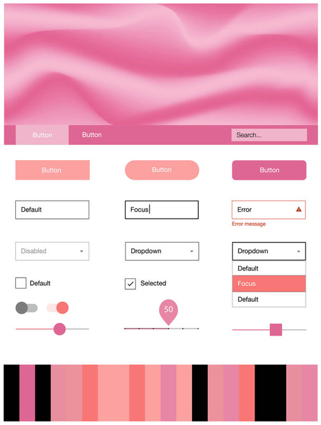 Ανοικτό ροζ διάνυσμα υλικό Kit σχεδιασμού με υγρό σχήματα. Λαμπρό σγουρά εικονογράφηση στο μαρμάρινο στυλ με κλίση. Αυτό το δείγμα είναι για την ιστοσελίδα σας. - Διάνυσμα, εικόνα