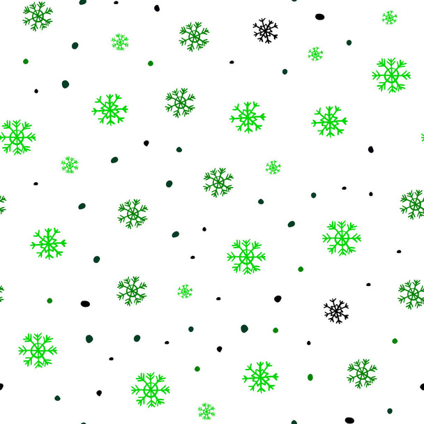 Modello senza cuciture vettore verde scuro con fiocchi di neve di Natale. Illustrazione brillante colorata con neve su modello astratto. Design per tessile, tessuto, sfondi
. - Vettoriali, immagini