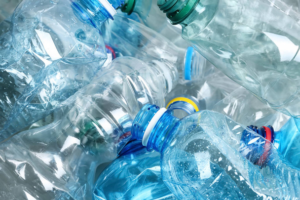 Many plastic bottles as background, closeup. Recycle concept - Zdjęcie, obraz
