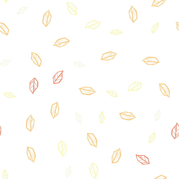 Rouge clair, Vecteur jaune texture doodle sans couture avec des feuilles. Nouvelle illustration colorée dans le style doodle avec des feuilles. Modèle pour tissu à la mode, fonds d'écran
. - Vecteur, image
