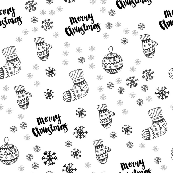 Light Gray vector seamless layout with bright snowflakes, balls, socks, mittens. Modern geometric abstract illustration. Texture for window blinds, curtains. - Vector, Image