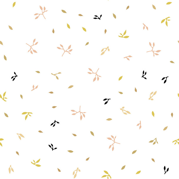 Светло-розовый, желтый вектор, обратная сторона с листьями. Сияющая цветная иллюстрация с листьями в стиле каракулей. Шаблон для оформления ткани, обоев
. - Вектор,изображение