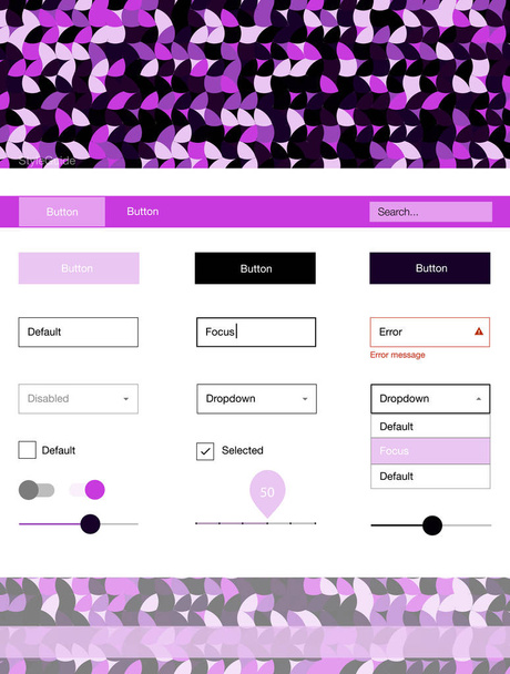 Kit de fotogramas de vectores Dark Purple con puntos. Hermoso kit de ux ui con puntos de colores en su cabecera. Diseño colorido simple para sitios web
. - Vector, imagen