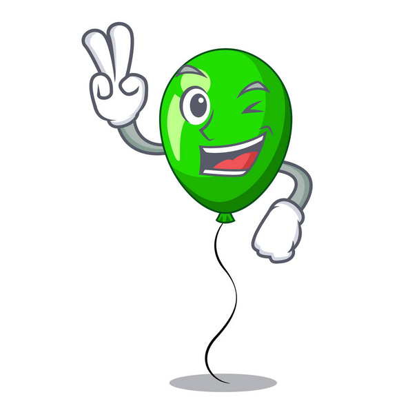 Two finger green baloon on left corner mascot vector illustartion - Vektor, kép