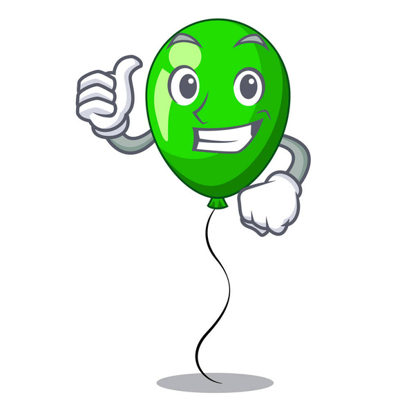 Thumbs up green baloon on left corner mascot vector illustartion - Vector, imagen