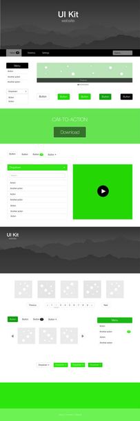 Light Green vector Material Design Kit with hills. Beautiful ui ux kit with colorful mountains in its header. Beautiful layout for websites, landing pages. - Vector, Image