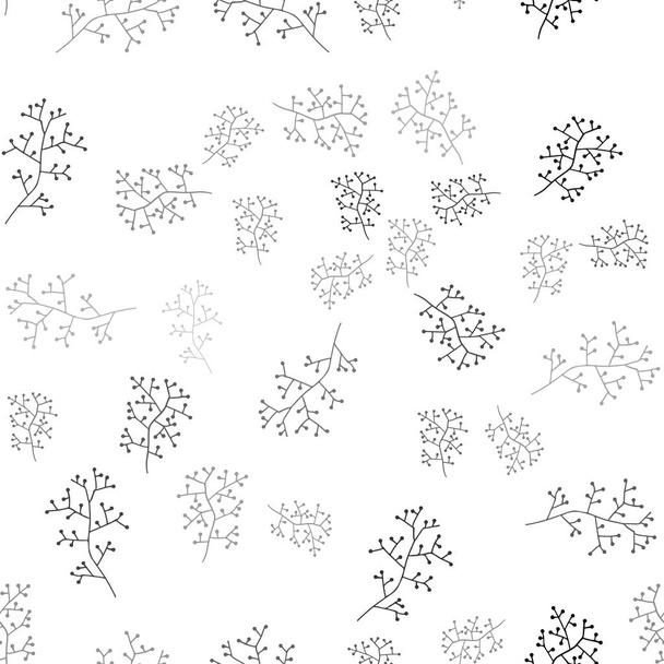 Donker grijze vector naadloze doodle textuur met takken. Een elegante, lichte illustratie met bladeren en takken. Ontwerp voor behang, stof makers. - Vector, afbeelding