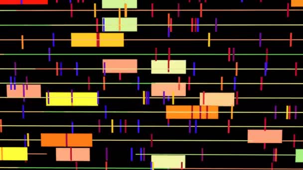 Абстрактна композиція комп'ютерного відео на фоні роздільної здатності 4k з рухомими прямокутними кольоровими фігурами
 - Кадри, відео