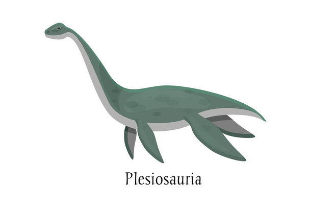 Ancient prehistoric animal dinosaur. Wild water predatory animal Plesiosaur. - Vector, Image