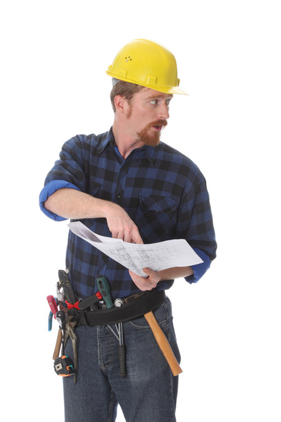Construction worker pointing - Foto, Bild