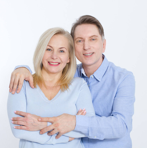 Middle aged Couple portrait isolated on white background. - Φωτογραφία, εικόνα