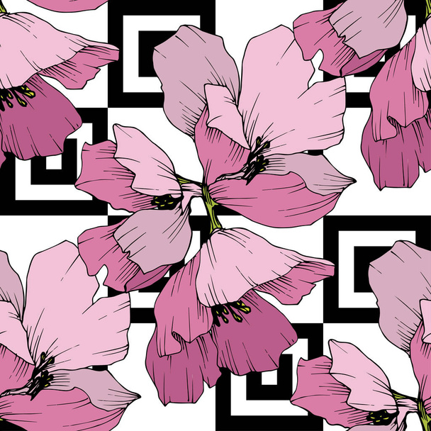 Vector. Flores de flor de appe. Arte de tinta grabada. Backgro sin costuras
 - Vector, imagen