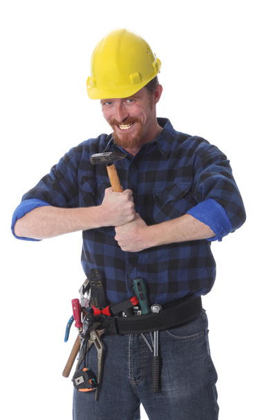 Construction worker with hammer - Fotoğraf, Görsel