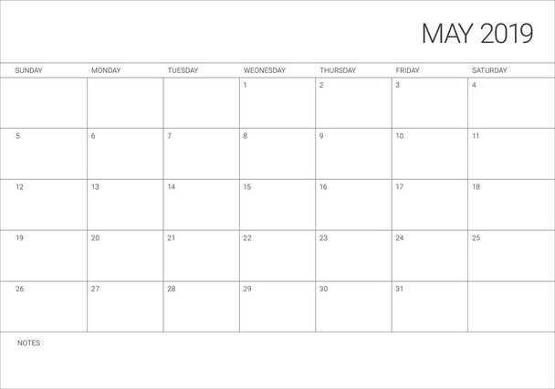 maggio 2019 scrivania calendario vettoriale illustrazione, design semplice e pulito
. - Vettoriali, immagini