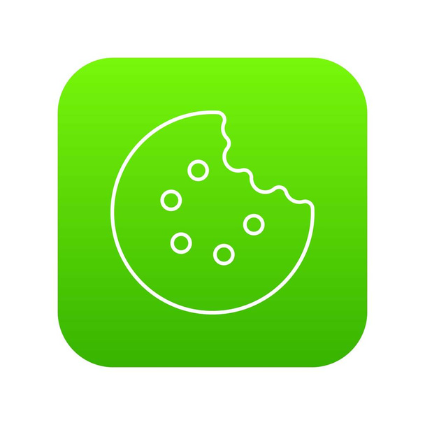 Bite biscuits icon green vector - Vector, Image