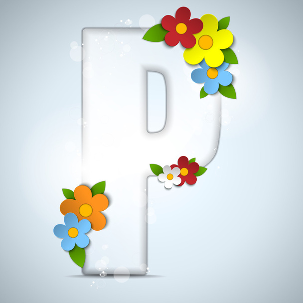 Alphabet Glass Spring with Flowers - Wektor, obraz