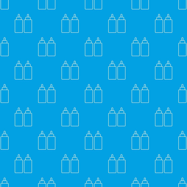 ケチャップ マスタード スクイズ ボトル パターン ベクトル シームレスな青 - ベクター画像