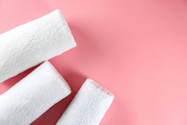 Soft towels on color background - Photo, Image