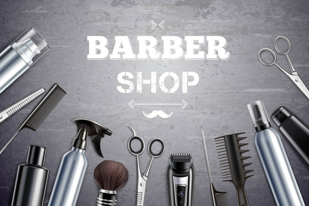 Barber Shop Realistic Background - Vector, Image