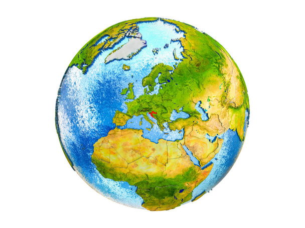 Хорватія на 3d-моделі землі з кордони і води в океанах. 3D ілюстрація ізольовані на білому тлі. - Фото, зображення
