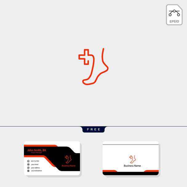 Modèle de logo de concept de guérison des pieds ou de médecine pour l'illustration vectorielle d'entreprise, modèle gratuit de conception de carte de visite comprend
 - Vecteur, image