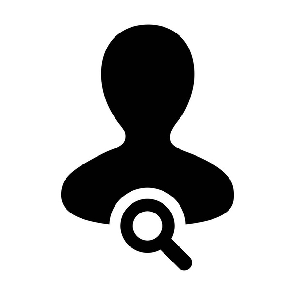 Keresés emberek ikon vector férfi felhasználó személy profilt avatar nagyító szimbólum lapos színes karakterjel piktogram illusztráció - Vektor, kép
