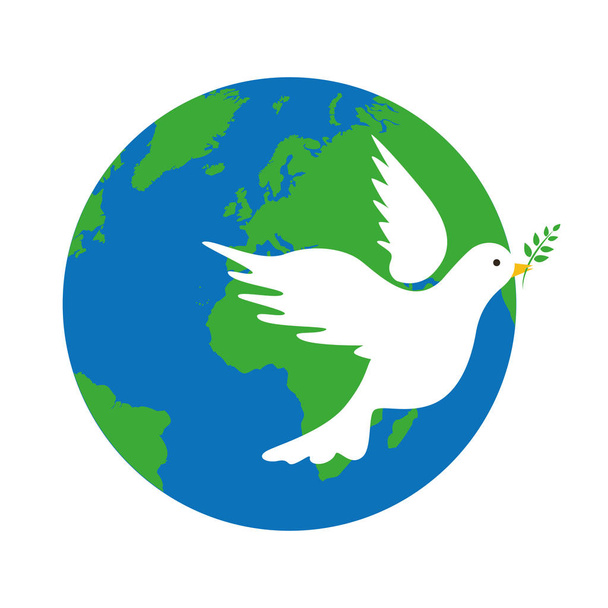 země a bílá holubice symbol míru - Vektor, obrázek