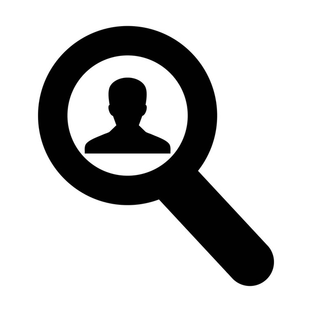 Keresés felhasználói ikon vector férfi, akit profilt avatar nagyító szimbólum lapos színes karakterjel piktogram ábrán - Vektor, kép