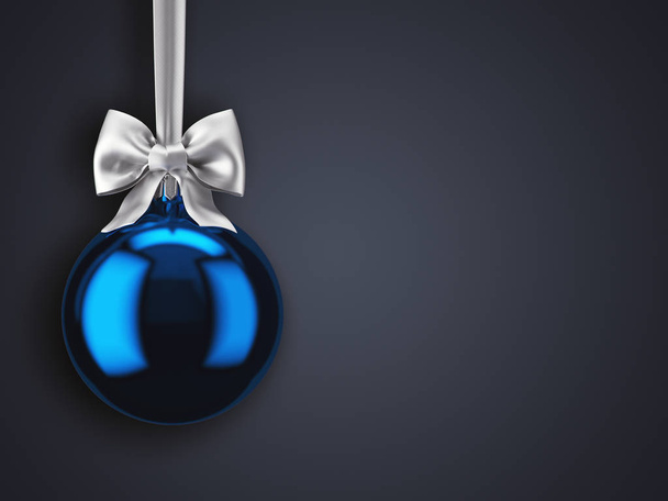 3D Rendering Christmas ball on a dark background without inscriptions - Foto, immagini