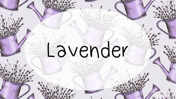 Vector Illustration of Lavender Flowers Bouquet Vintage Sketch Style - Vettoriali, immagini