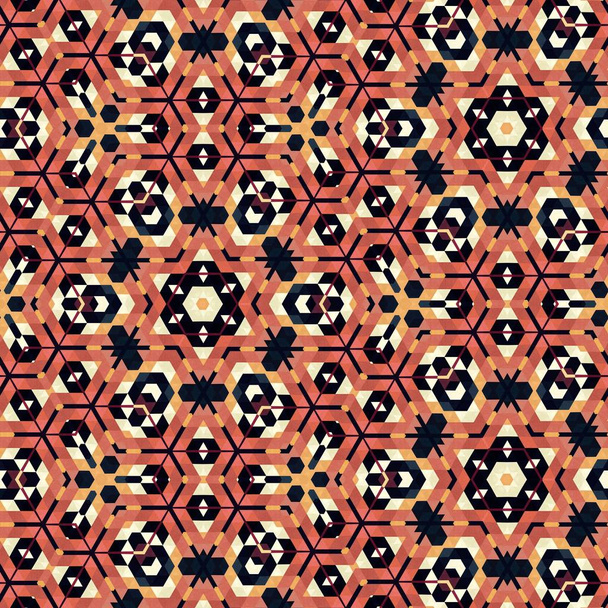 resumo colorido hexágono quadrado geométrico sem costura padrão simétrico caleidoscópio moda, design  - Foto, Imagem